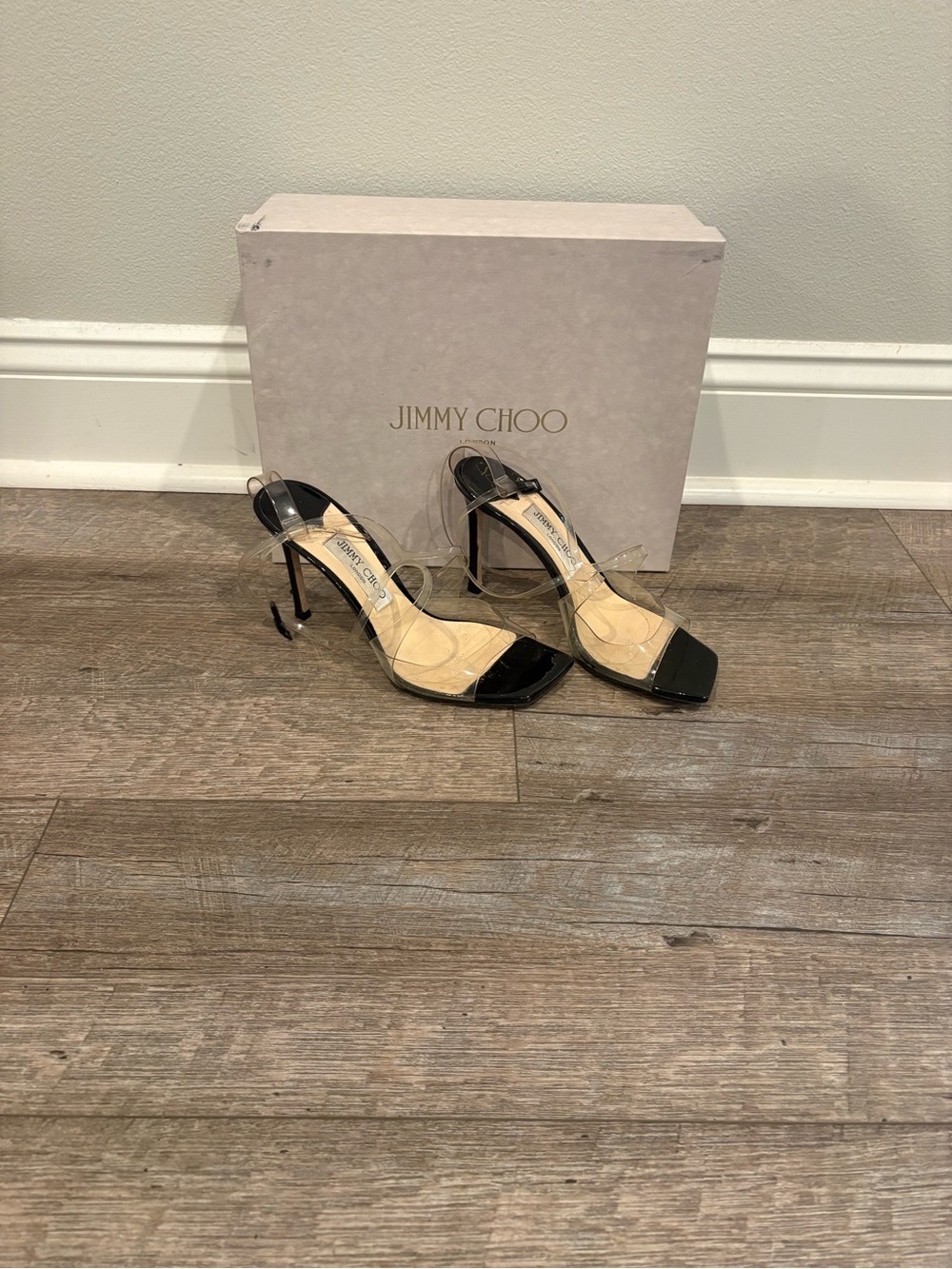 Jimmy Choo Black and Clear PVC Stiletto Sandals - Picture 2 of 7